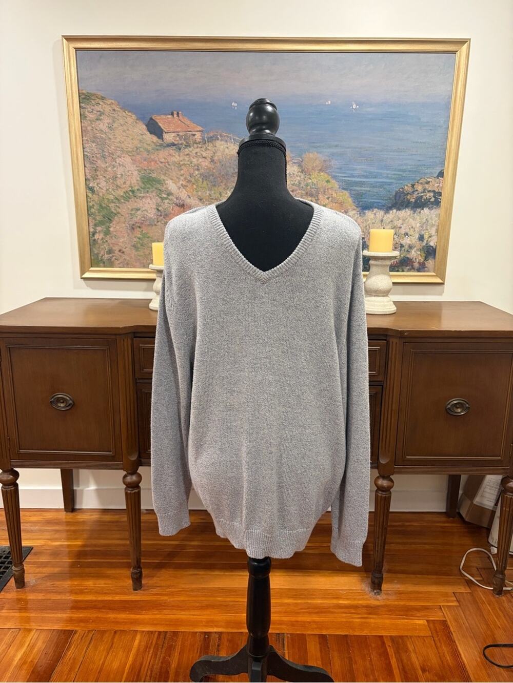 Pendleton Men’s Gray Cashmere and Cotton V-Neck Sweater - Soft Knit